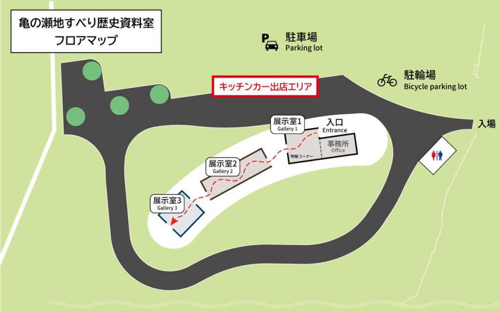 亀の瀬地すべり歴史資料室のキッチンカーの出店について